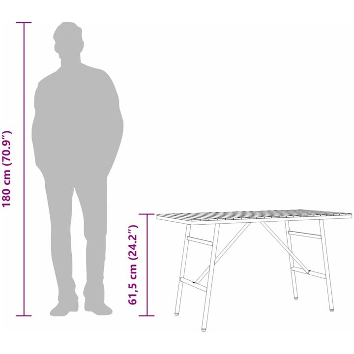 Matbord - Svart, , Gjort av massivt akaciaträ vidaXL 110 x 55 x 62 cm – bild 12