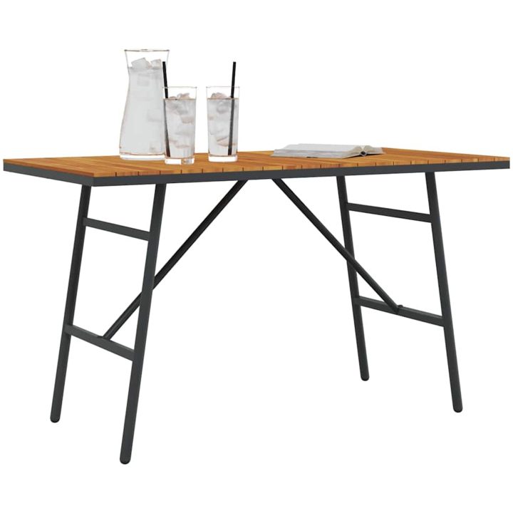 Matbord - Svart, , Gjort av massivt akaciaträ vidaXL 110 x 55 x 62 cm – bild 3