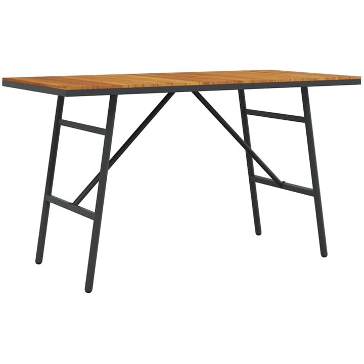 Matbord - Svart, , Gjort av massivt akaciaträ vidaXL 110 x 55 x 62 cm – bild 5