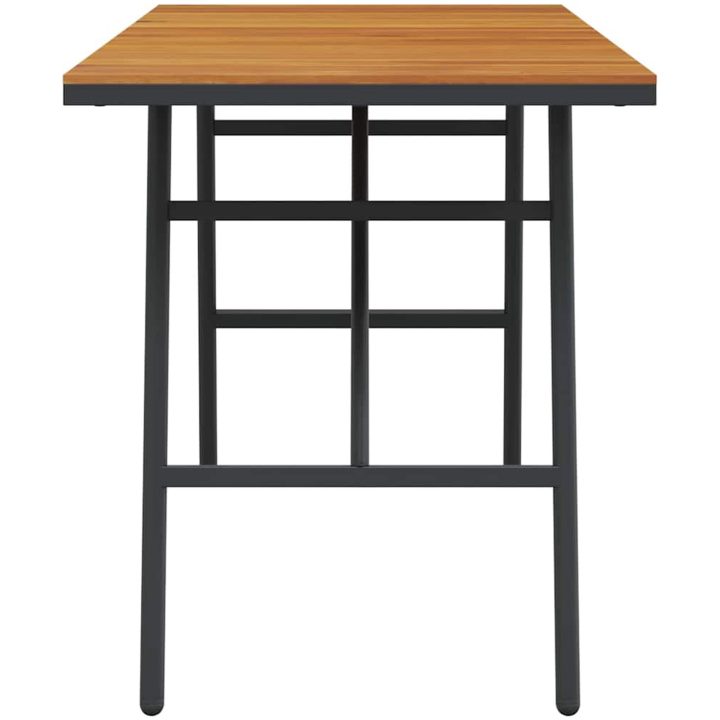 Matbord - Svart, , Gjort av massivt akaciaträ vidaXL 110 x 55 x 62 cm – bild 7