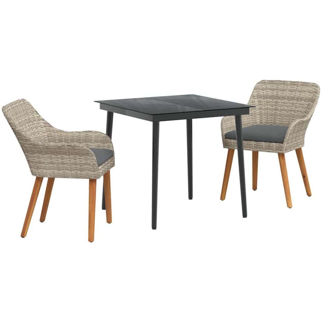 Matgrupp 3 pcs Ljusgrå och svart vidaXL 80 cm x 80 cm – bild 2