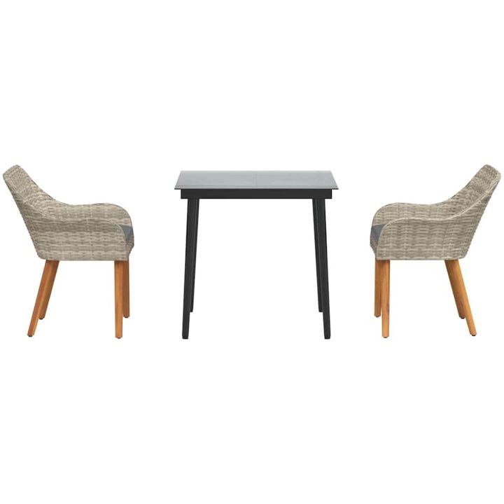 Matgrupp 3 pcs Ljusgrå och svart vidaXL 80 cm x 80 cm – bild 7