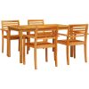 Matgrupp 5 pcs Brun Massivt akaciaträ vidaXL 140 x 80 x 74 cm – miniatyr 2