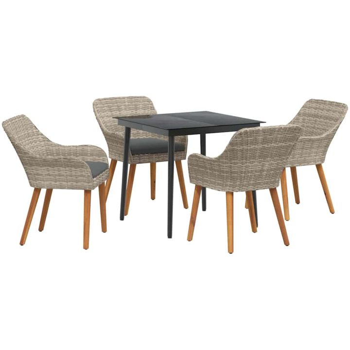 Matgrupp 5 pcs Ljusgrå och svart vidaXL 80 cm x 80 cm – bild 2