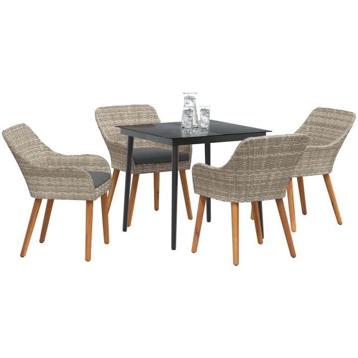 Matgrupp 5 pcs Ljusgrå och svart vidaXL 80 cm x 80 cm – bild 3