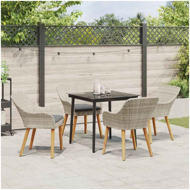Matgrupp 5 pcs Ljusgrå och svart vidaXL 80 cm x 80 cm – bild 4