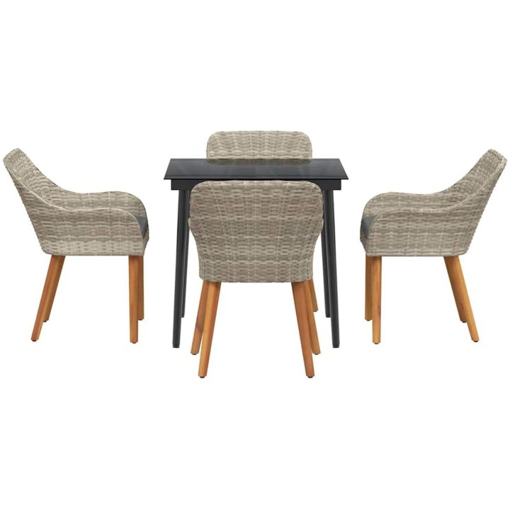 Matgrupp 5 pcs Ljusgrå och svart vidaXL 80 cm x 80 cm – bild 7