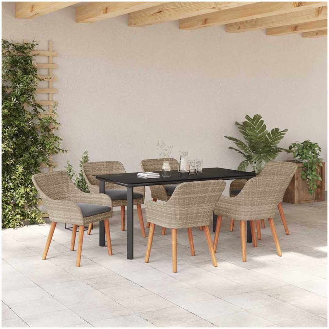 Matgrupp 7 pcs Ljusgrå och svart vidaXL 160 x 80 x 74 cm – bild 4