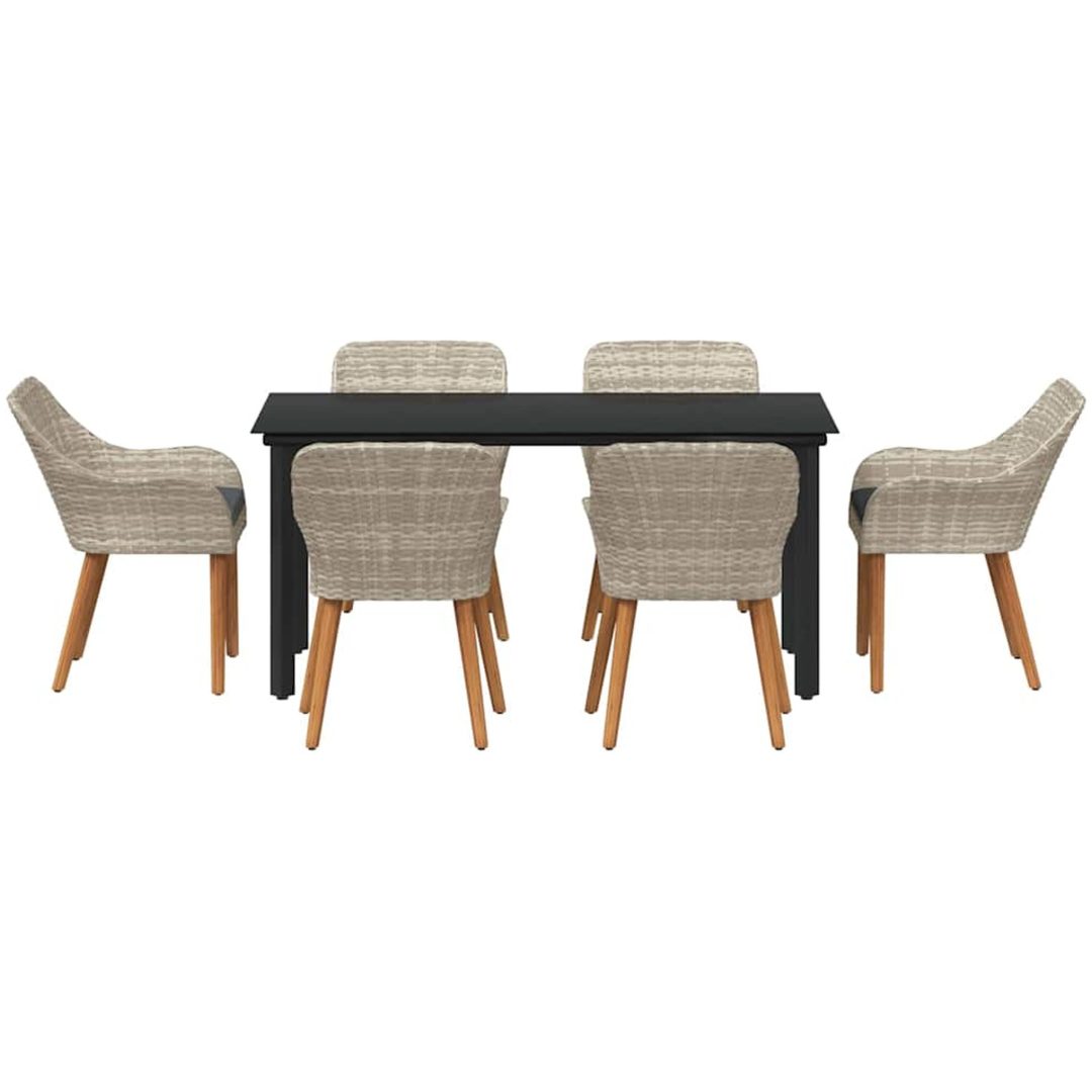 Matgrupp 7 pcs Ljusgrå och svart vidaXL 160 x 80 x 74 cm – bild 8