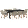 Matgrupp 9 pcs Ljusgrå och svart vidaXL 200x100x74 cm – miniatyr 2