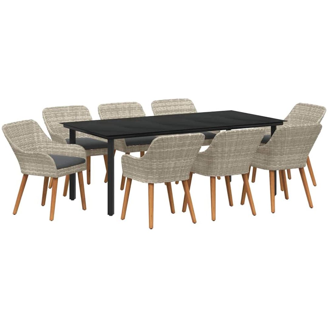 Matgrupp 9 pcs Ljusgrå och svart vidaXL 200x100x74 cm – bild 2