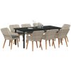 Matgrupp 9 pcs Ljusgrå och svart vidaXL 200x100x74 cm – miniatyr 3