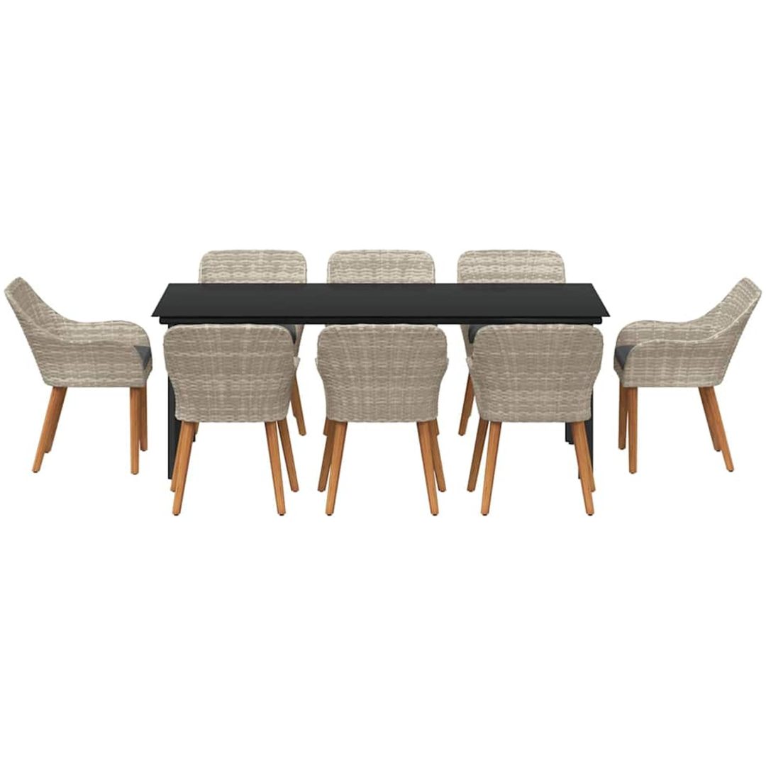 Matgrupp 9 pcs Ljusgrå och svart vidaXL 200x100x74 cm – bild 8