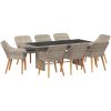 Matgrupp 9 pcs Ljusgrå vidaXL 190 x 80 x 74 cm – miniatyr 2