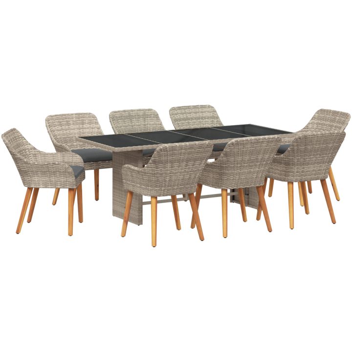 Matgrupp 9 pcs Ljusgrå vidaXL 190 x 80 x 74 cm – bild 2