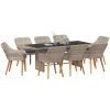 Matgrupp 9 pcs Ljusgrå vidaXL 190 x 80 x 74 cm – miniatyr 3