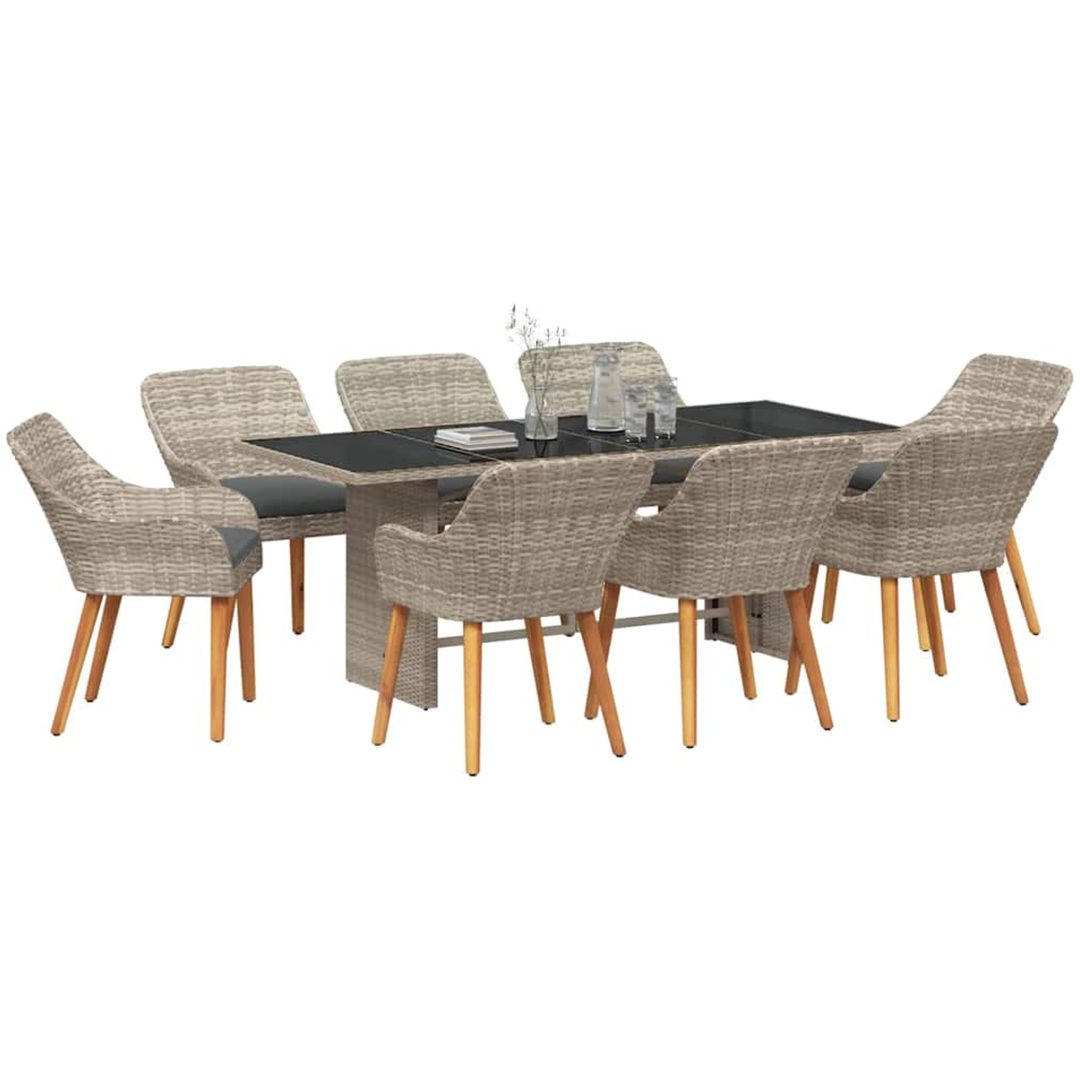 Matgrupp 9 pcs Ljusgrå vidaXL 190 x 80 x 74 cm – bild 3