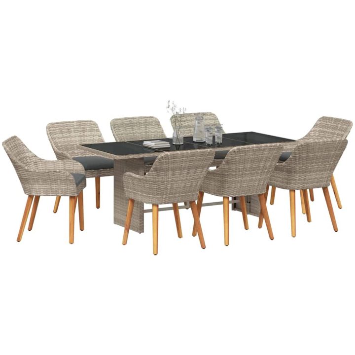 Matgrupp 9 pcs Ljusgrå vidaXL 190 x 80 x 74 cm – bild 3