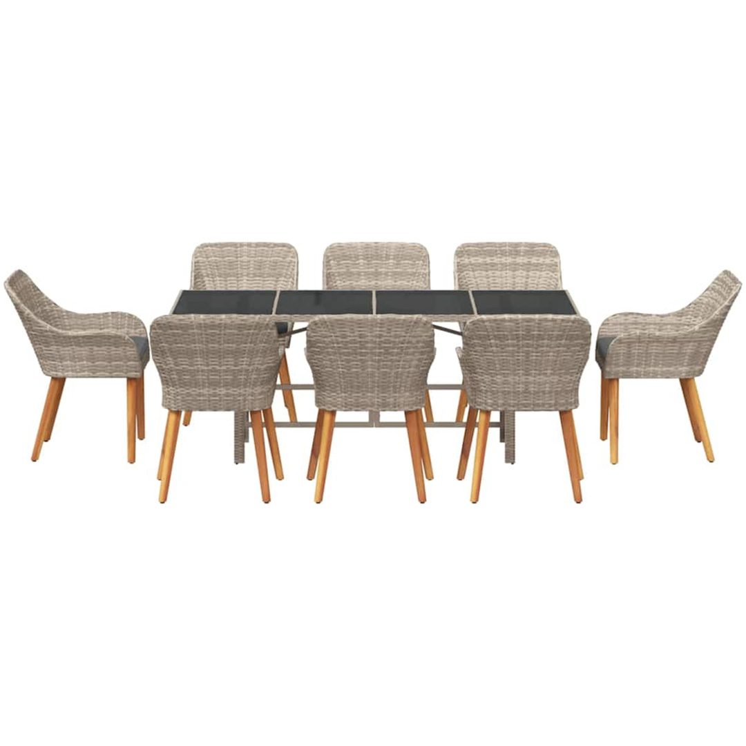 Matgrupp 9 pcs Ljusgrå vidaXL 190 x 80 x 74 cm – bild 7