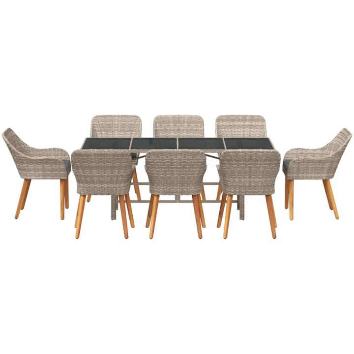 Matgrupp 9 pcs Ljusgrå vidaXL 190 x 80 x 74 cm – bild 7