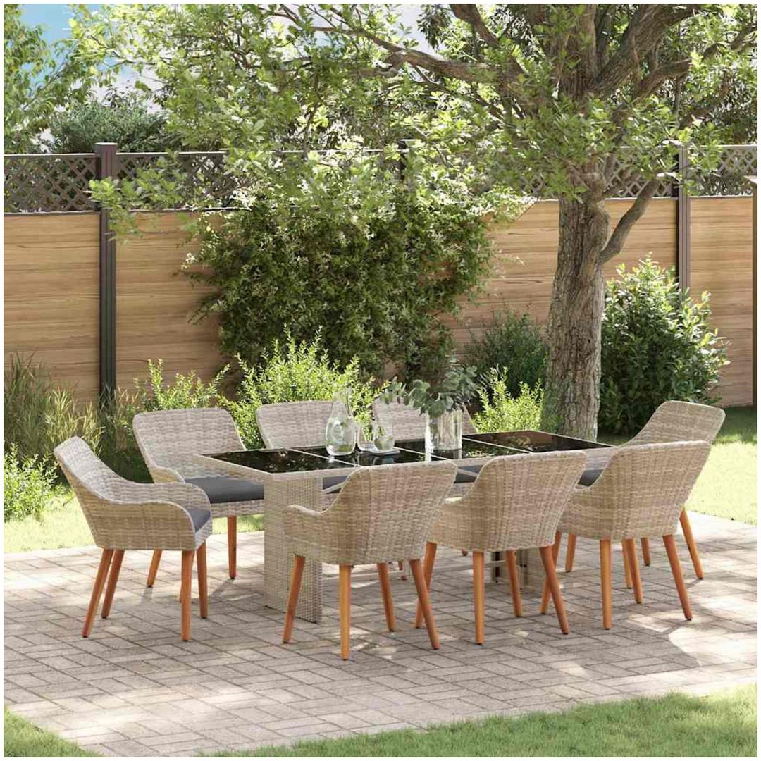 Matgrupp 9 pcs Ljusgrå vidaXL 190 x 80 x 74 cm