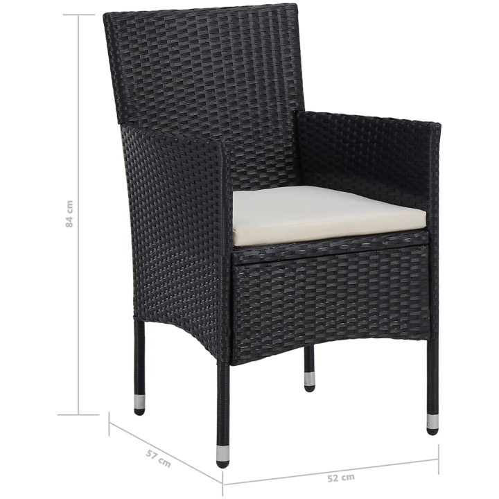 Matgrupp för trädgård 5 delar svart konstrotting och glas vidaXL – bild 9