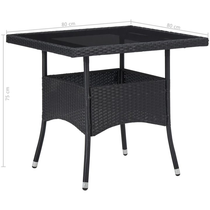 Matgrupp för trädgård 5 delar svart konstrotting och glas vidaXL – bild 10