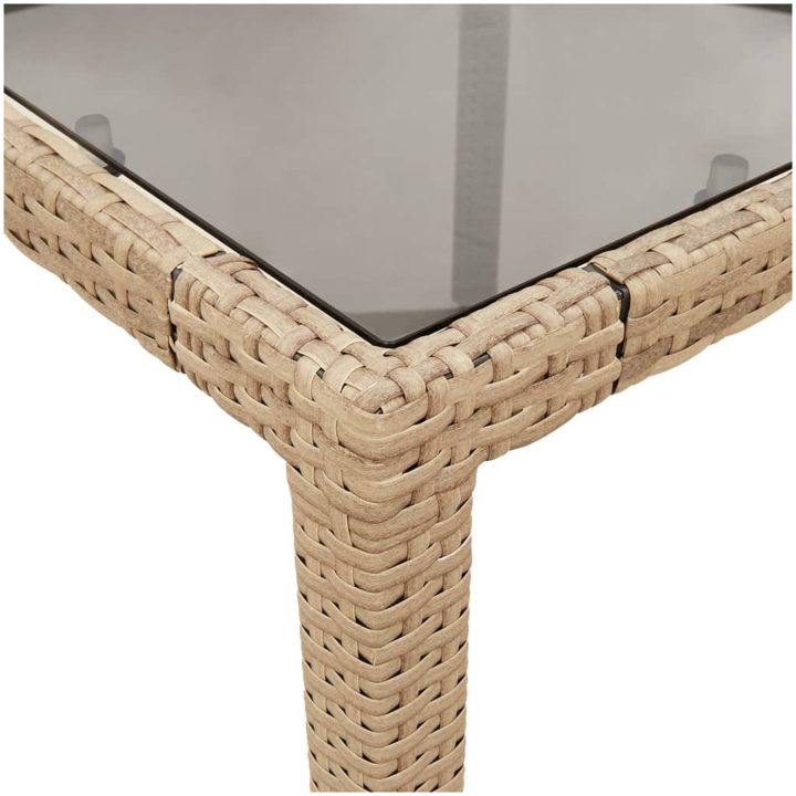 Matgrupp för trädgård med dynor 11delar beige konstrotting&glas vidaXL – bild 6