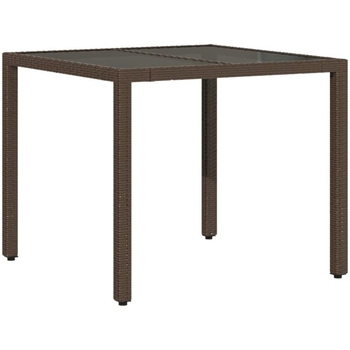 Matgrupp för trädgård med dynor 3 delar brun konstrotting&glas vidaXL 90 x 90 x 75 cm – bild 4