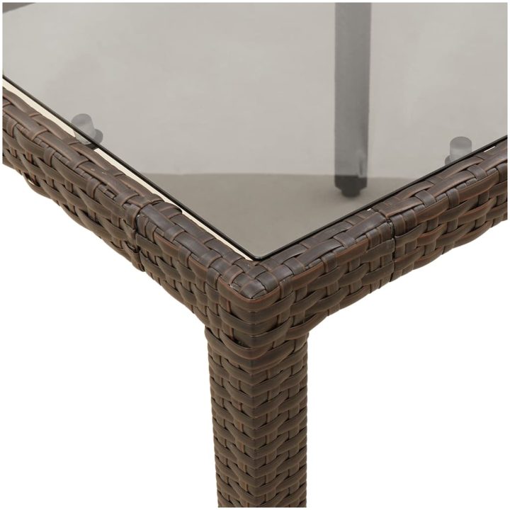 Matgrupp för trädgård med dynor 3 delar brun konstrotting&glas vidaXL 90 x 90 x 75 cm – bild 6