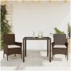 Matgrupp för trädgård med dynor 3 delar brun konstrotting&glas vidaXL 90 x 90 x 75 cm – miniatyr 1