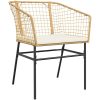 Matgrupp för trädgård med dynor 3 delar brun polyrotting glas vidaXL 80 x 80 x 74 cm – miniatyr 4