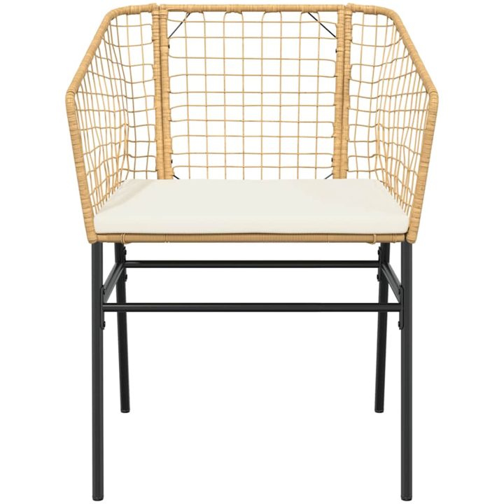 Matgrupp för trädgård med dynor 3 delar brun polyrotting glas vidaXL 80 x 80 x 74 cm – bild 5