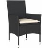 Matgrupp för trädgård med dynor 3 delar svart konstrotting&glas vidaXL – miniatyr 3