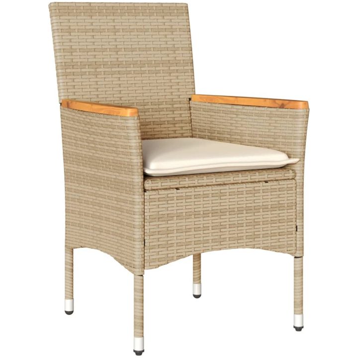 Matgrupp för trädgård med dynor 5 delar beige konstrotting&glas vidaXL – bild 3