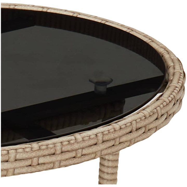 Matgrupp för trädgård med dynor 5 delar beige konstrotting&glas vidaXL – bild 6