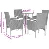 Matgrupp för trädgård med dynor 5 delar beige konstrotting&glas vidaXL – miniatyr 7