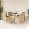 Matgrupp för trädgård med dynor 5 delar beige konstrotting&glas vidaXL – miniatyr 1
