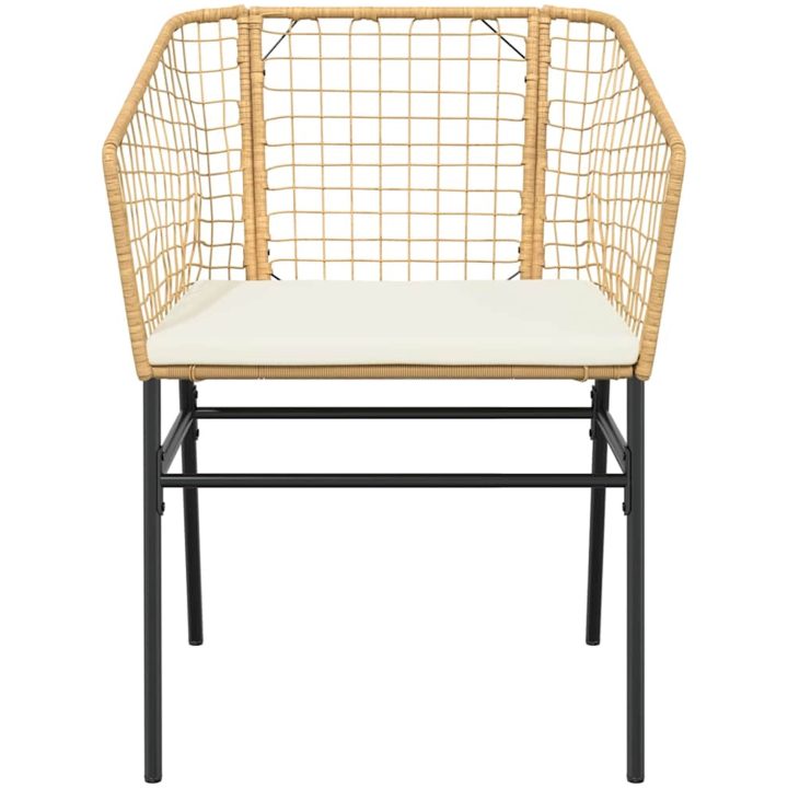 Matgrupp för trädgård med dynor 5 delar brun polyrotting glas vidaXL 80 x 80 x 74 cm – bild 5