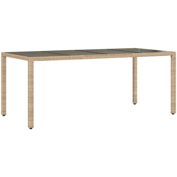 Matgrupp för trädgård med dynor 7 delar beige konstrotting&glas vidaXL 190 x 90 x 75 cm – bild 4