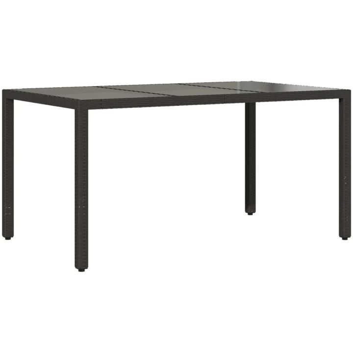 Matgrupp för trädgård med dynor 7 delar svart konstrotting&glas vidaXL 150 x 90 x 75 cm – bild 4