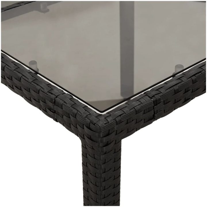 Matgrupp för trädgård med dynor 7 delar svart konstrotting&glas vidaXL 150 x 90 x 75 cm – bild 6