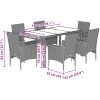 Matgrupp för trädgård med dynor 7 delar svart konstrotting&glas vidaXL 150 x 90 x 75 cm – miniatyr 7