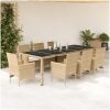 Matgrupp för trädgård med dynor 9 delar beige konstrotting&glas vidaXL – miniatyr 1