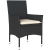 Matgrupp för trädgård med dynor 9 delar svart konstrotting&glas vidaXL 190 x 90 x 75 cm – miniatyr 3