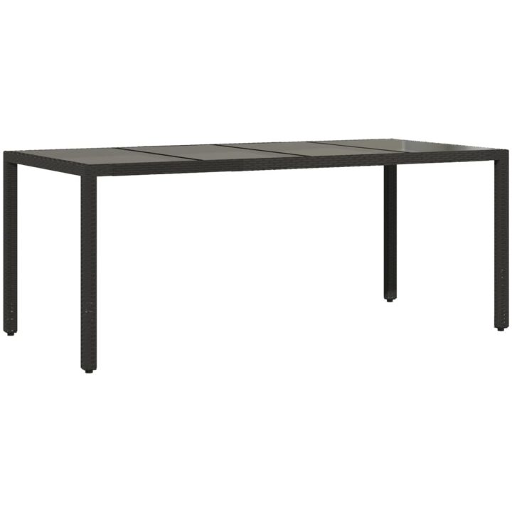 Matgrupp för trädgård med dynor 9 delar svart konstrotting&glas vidaXL 190 x 90 x 75 cm – bild 4