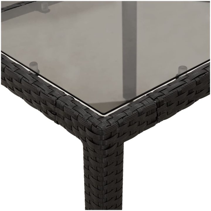 Matgrupp för trädgård med dynor 9 delar svart konstrotting&glas vidaXL 190 x 90 x 75 cm – bild 6