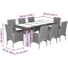 Matgrupp för trädgård med dynor 9 delar svart konstrotting&glas vidaXL 190 x 90 x 75 cm – miniatyr 7