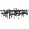 Matgrupp för trädgård med dynor 9 delar svart polyrotting glas vidaXL 200 x 100 x 74 cm – miniatyr 2
