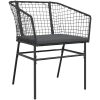 Matgrupp för trädgård med dynor 9 delar svart polyrotting glas vidaXL 200 x 100 x 74 cm – miniatyr 4